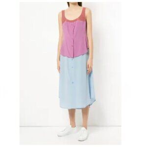 SIES MARJAN 100% Silk Peg Button Front Colorblock Dress